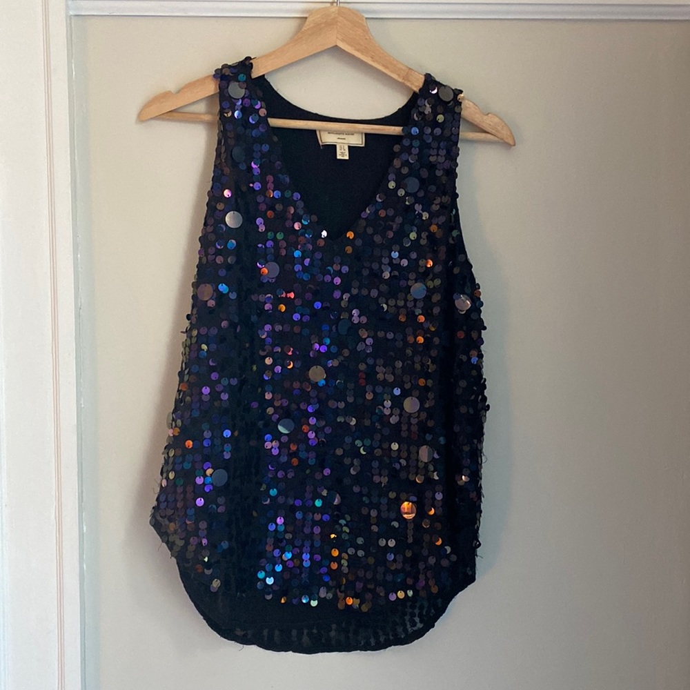 Anthropologie Moulinette Soeurs Sequin Black Tank